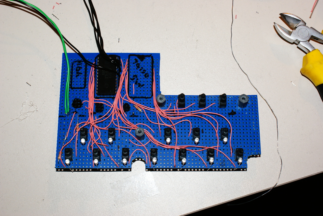 The board for LEDs, buttons and logic